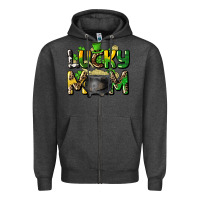 Charcoal Heather lucky mom St. Patrick's Zipper Hoodie - HowdyJamesFarm