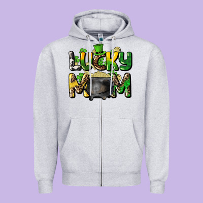 Lucky Mom St. Patrick's Zipper Hoodie Designed By Howdyjamesfarm