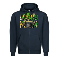Navy lucky mom St. Patrick's Zipper Hoodie - HowdyJamesFarm