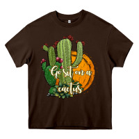 Chocolate Brown cactus go sit on a cactus Heavy Core Tee - Jasminsmagicworld