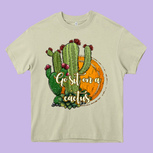 Cactus Go Sit On A Cactus Heavy Core Tee Designed By Jasminsmagicworld