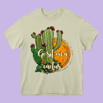 Cactus Go Sit On A Cactus Heavy Core Tee Designed By Jasminsmagicworld