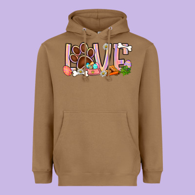 Easter Love Dog Paw Heavyweight Hoodie Designed By Bundleandbundleshop