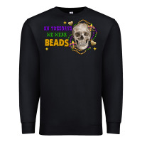 Black on tuesdays we wear beads skull Premium Sweatshirt - FaDigitalArtStudio