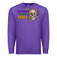 Purple on tuesdays we wear beads skull Premium Sweatshirt - FaDigitalArtStudio