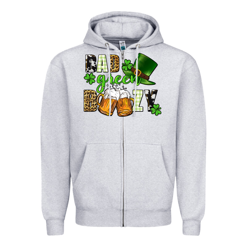 Bad Green Boozy St. Patrick's Day Zipper Hoodie by CowGirlArtShop | Teevron