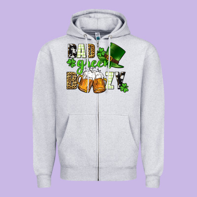 Bad Green Boozy St. Patrick's Day Zipper Hoodie Designed By Cowgirlartshop