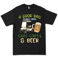 Black a god day starts with golf carts and beer Premium Tee - MaliasSmallBusiness