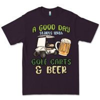 Plum a god day starts with golf carts and beer Premium Tee - MaliasSmallBusiness