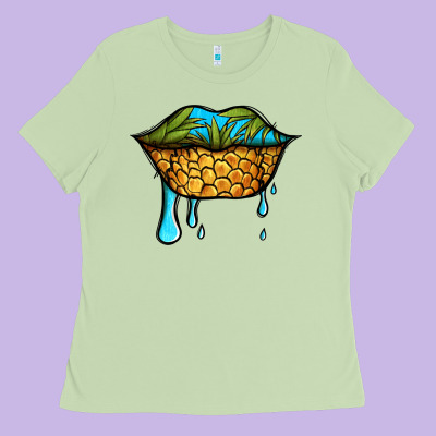 Summer Vibes Pineapple Lips Ladies Tee Designed By Jasminsmagicworld