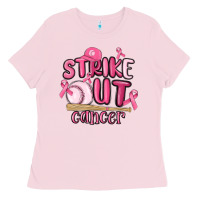 Bubblegum Pink strike out cancer baseball Ladies Tee - MaliasSmallBusiness