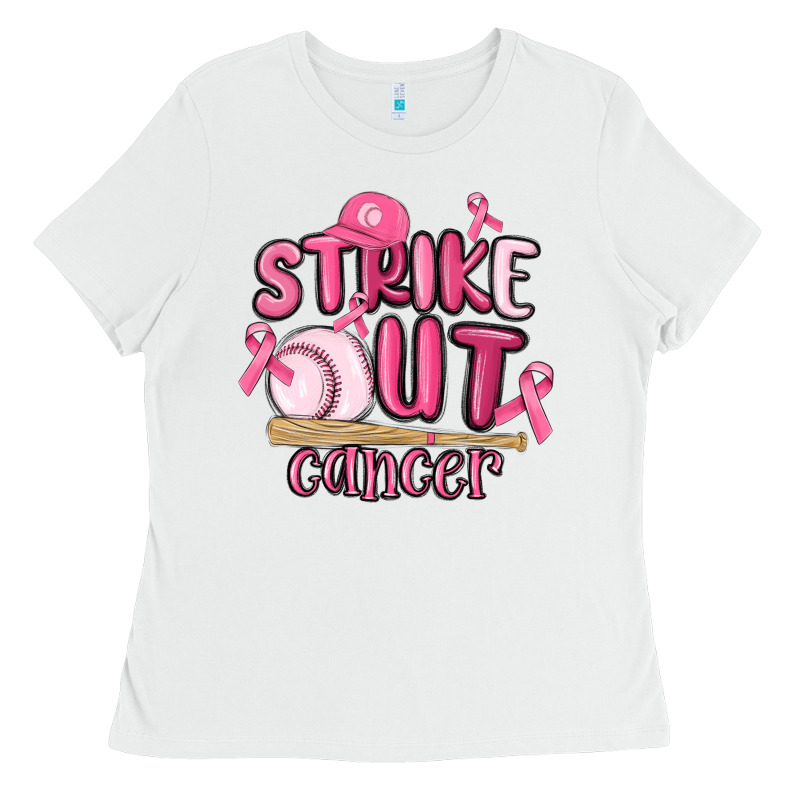 Strike Out Cancer Baseball Ladies Tee by MaliasSmallBusiness | Teevron