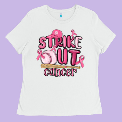 Strike Out Cancer Baseball Ladies Tee Designed By Maliassmallbusiness