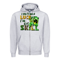 Heather Grey I don't need luck i've got skill Zipper Hoodie - CowGirlArtShop