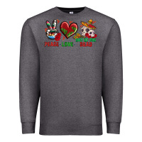 Charcoal Heather Peace Love Day Of The Dead Premium Sweatshirt - BundleAndBundleShop