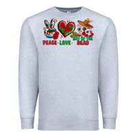 Heather Grey Peace Love Day Of The Dead Premium Sweatshirt - BundleAndBundleShop