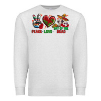 Oatmeal Heather Peace Love Day Of The Dead Premium Sweatshirt - BundleAndBundleShop