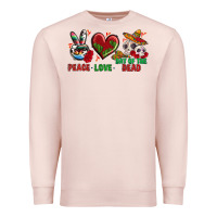 Pale Pink Peace Love Day Of The Dead Premium Sweatshirt - BundleAndBundleShop