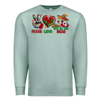Seafoam Peace Love Day Of The Dead Premium Sweatshirt - BundleAndBundleShop
