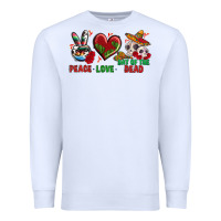 White Peace Love Day Of The Dead Premium Sweatshirt - BundleAndBundleShop