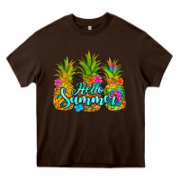 Chocolate Brown hello summer pineapple Heavy Core Tee - Jasminsmagicworld