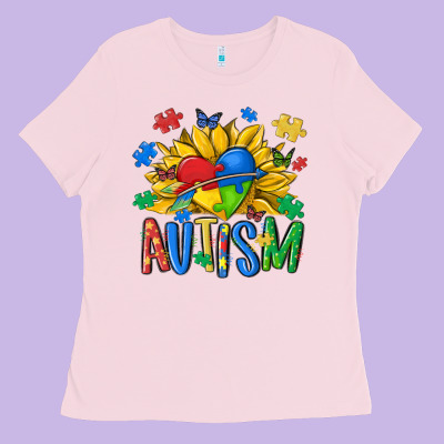 Austism Sunflower Ladies Tee Designed By Maliassmallbusiness