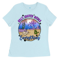 Baby Blue salt water heals everything Ladies Tee - MaliasSmallBusiness