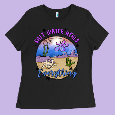 Salt Water Heals Everything Ladies Tee Designed By Maliassmallbusiness