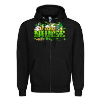 Black Lucky Nurse St. Patrick's Day Zipper Hoodie - HowdyJamesFarm