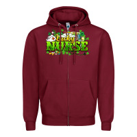Burgundy Lucky Nurse St. Patrick's Day Zipper Hoodie - HowdyJamesFarm