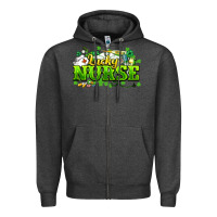 Charcoal Heather Lucky Nurse St. Patrick's Day Zipper Hoodie - HowdyJamesFarm
