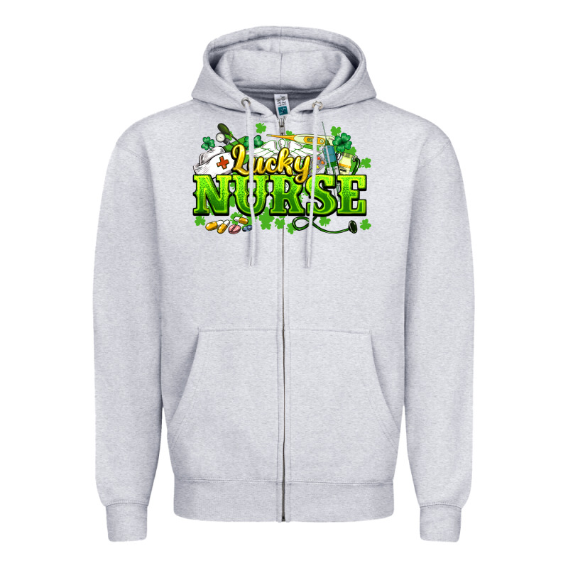 Lucky Nurse St. Patrick's Day Zipper Hoodie by HowdyJamesFarm | Teevron
