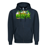 Navy Lucky Nurse St. Patrick's Day Zipper Hoodie - HowdyJamesFarm