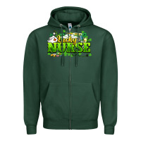 Sports Green Lucky Nurse St. Patrick's Day Zipper Hoodie - HowdyJamesFarm