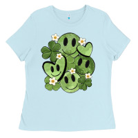 Baby Blue st. patrick's day green smile Ladies Tee - MaliasSmallBusiness