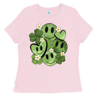 Bubblegum Pink st. patrick's day green smile Ladies Tee - MaliasSmallBusiness