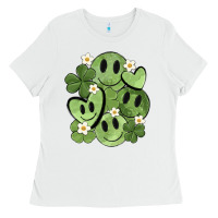 White st. patrick's day green smile Ladies Tee - MaliasSmallBusiness