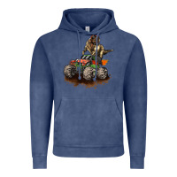 Vintage Denim monster truck and t rex dinosaur Vintage Hoodie - LillyAllenDesigns