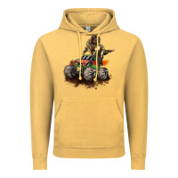 Vintage Mustard monster truck and t rex dinosaur Vintage Hoodie - LillyAllenDesigns