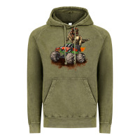 Vintage Olive monster truck and t rex dinosaur Vintage Hoodie - LillyAllenDesigns