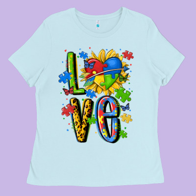 Autism Love Ladies Tee Designed By Maliassmallbusiness