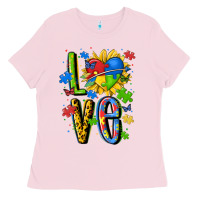 Bubblegum Pink autism love Ladies Tee - MaliasSmallBusiness
