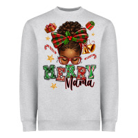 Heather Grey merry mama afro messy bun Heavyweight Sweatshirt - texasbilliewilder