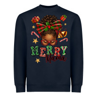 Navy merry mama afro messy bun Heavyweight Sweatshirt - texasbilliewilder
