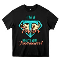 Black i'm a teacher what's your superpower cowhide Heavy Core Tee - Jasminsmagicworld