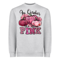 Heather Grey in october we wear pink pumpkin Heavyweight Sweatshirt - texasbilliewilder