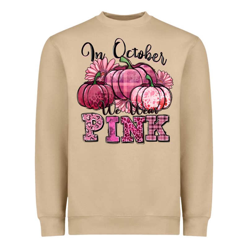 In October We Wear Pink Pumpkin Heavyweight Sweatshirt by texasbilliewilder | Teevron