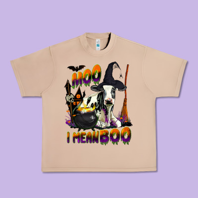 Moo I Mean Boo Holstein Cow Urban Heavy Tee Designed By Lillyallendesigns