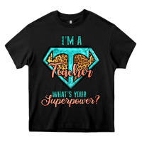 Black i'm a teacher what's your superpower leopard Heavy Core Tee - Jasminsmagicworld