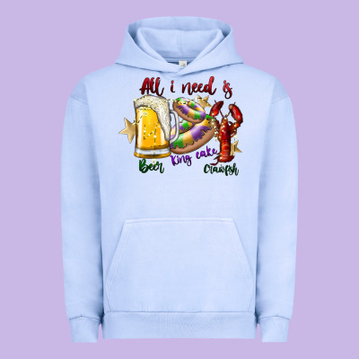All I Need Is Beer King Cake Crawfish Urban Hoodie Designed By Sublimationcraftshop